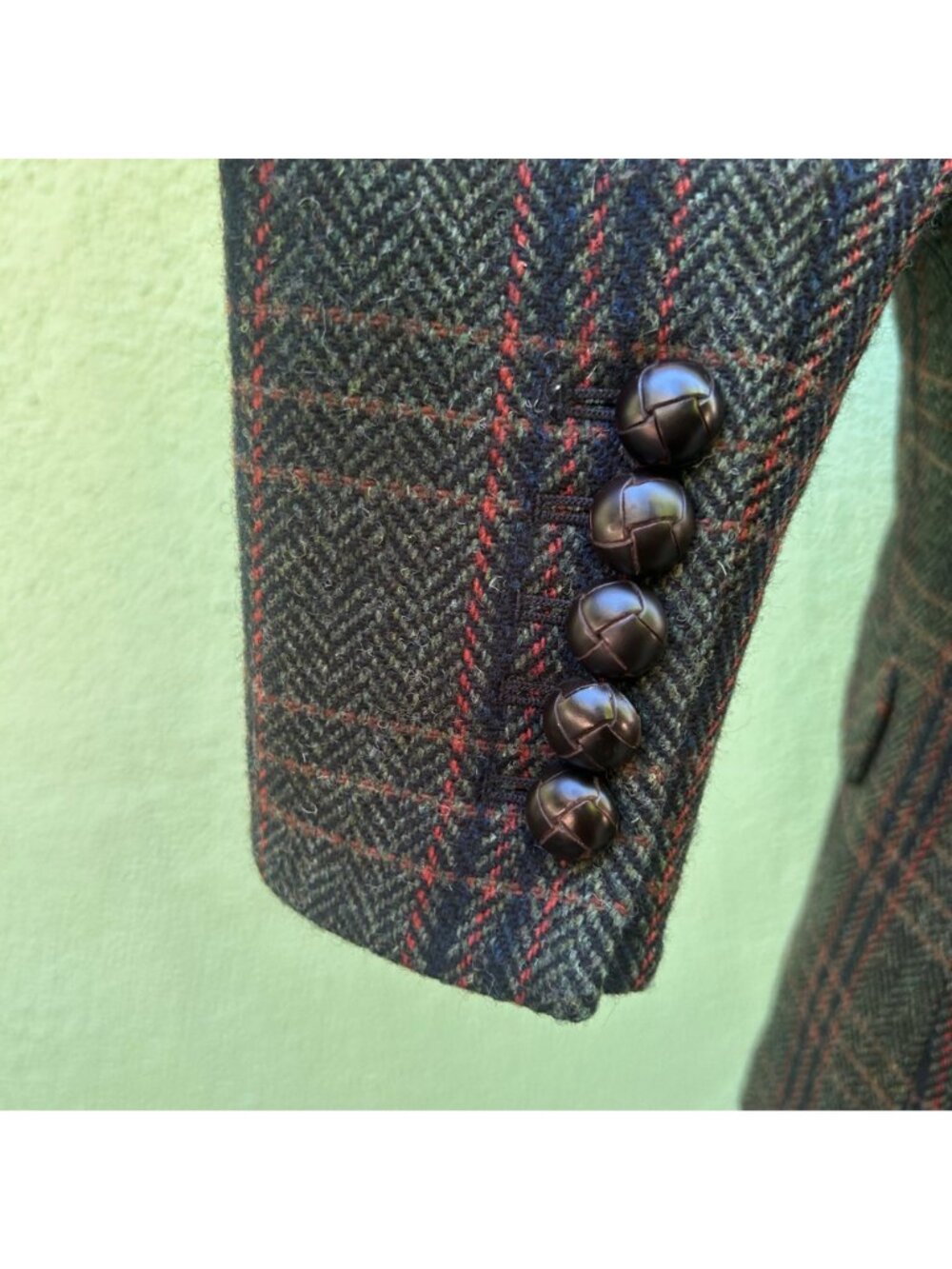 Veronica Beard Herringbone Dickey Plaid Blazer Long Sleeve Women Green Work 2 - Picture 7 of 12